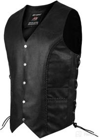 img 2 attached to 🧥 Classic and Stylish: ARD Premium Quality Mens Side Lace Motorcycle Black Leather Vest S-6XL (LARGE)