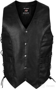 img 3 attached to 🧥 Classic and Stylish: ARD Premium Quality Mens Side Lace Motorcycle Black Leather Vest S-6XL (LARGE)