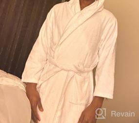 img 7 attached to SIORO Men's Hooded Terry Cloth Bathrobe - Long Cotton Towel Robe, Soft Spa Bath Loungewear for Pool, Hot Tub, and Sauna