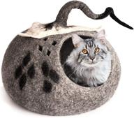 meowfia premium cat bed cave (large) - eco friendly 100% merino wool beds for cats and kittens (x-large, grey): luxurious and spacious comfort for your feline friends logo