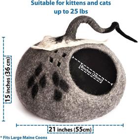 img 3 attached to MEOWFIA Premium Cat Bed Cave (Large) - Eco Friendly 100% Merino Wool Beds for Cats and Kittens (X-Large, Grey): Luxurious and Spacious Comfort for Your Feline Friends