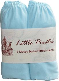 img 1 attached to 👶 Premium 2 Pack Baby Pram/Moses Basket Fitted Sheet Set - Soft 100% Cotton, Blue, 12'x30' (30x75cm)