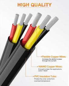 img 1 attached to 3FT Low Voltage 3 Wire Cable Set With 16 Gauge Tinned Copper Cord - Ideal For Off Road LED Work Lighting, Automotive Play And Plug Extension Power Cord