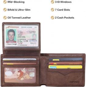 img 2 attached to Men'S Bifold Leather Wallet With RFID Blocking, Oil Tanning Full Grain Front Pocket Card Holder