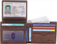 men's bifold leather wallet with rfid blocking, oil tanning full grain front pocket card holder logo