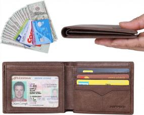 img 1 attached to Men'S Bifold Leather Wallet With RFID Blocking, Oil Tanning Full Grain Front Pocket Card Holder