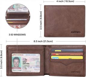 img 3 attached to Men'S Bifold Leather Wallet With RFID Blocking, Oil Tanning Full Grain Front Pocket Card Holder