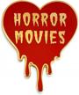 pinsanity i love horror movies heart enamel lapel pin logo