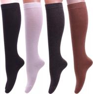 womens knee high socks cotton knit casual socks solid color , size 5-10 w74 logo
