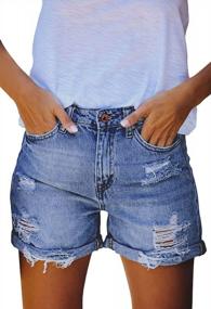 img 3 attached to Distressed Denim Shorts For Women: High Waisted, Ripped Hem, And Frayed Details By HAPCOPE