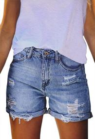 img 4 attached to Distressed Denim Shorts For Women: High Waisted, Ripped Hem, And Frayed Details By HAPCOPE