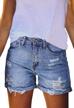 distressed denim shorts for women: high waisted, ripped hem, and frayed details by hapcope logo