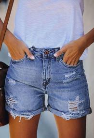 img 2 attached to Distressed Denim Shorts For Women: High Waisted, Ripped Hem, And Frayed Details By HAPCOPE