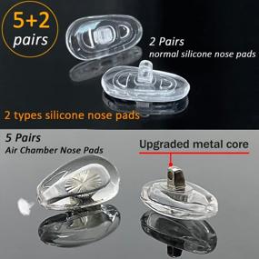 img 2 attached to Upgraded Metal Core Silicone Air Chamber Eyeglass Nose Pads - Anti-Slip Replacement Kit For Glasses, 15X8Mm Screw-In Design (5 Pairs, Silver)