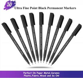 img 1 attached to Taotree 30 Pack Ultra Fine Point Permanent Markers With Black Ink For Art, Crafts, Drawing, And Writing On Paper, Plastic, Wood, And Rock - Perfect For Doodling, Marking, And Creating