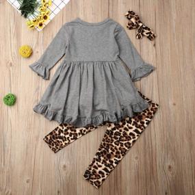 img 2 attached to 3PCS Toddler Baby Girl Outfit Ruffle Long Sleeve Tunic Top+Leopard Floral Legging Pants+Headband Clothes Set