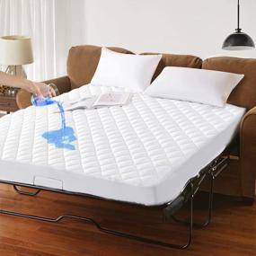 img 4 attached to Queen Size Waterproof Quilted Sofa Bed Mattress Pad, Breathable Noiseless Cotton Topper, 60X72 White
