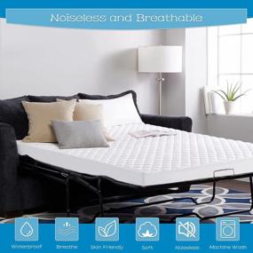 img 2 attached to Queen Size Waterproof Quilted Sofa Bed Mattress Pad, Breathable Noiseless Cotton Topper, 60X72 White
