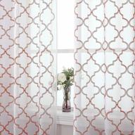 moroccan-inspired sheer curtains with embroidered tile design - 63 inches length, ideal for living and study rooms logo