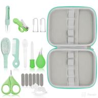 👶 complete 19-piece baby grooming kit: hair brush, comb, toothbrush, nail clippers & more for boys & girls - essential green baby nursery health care set logo