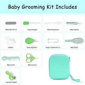 img 2 attached to 👶 Complete 19-Piece Baby Grooming Kit: Hair Brush, Comb, Toothbrush, Nail Clippers & More for Boys & Girls - Essential Green Baby Nursery Health Care Set