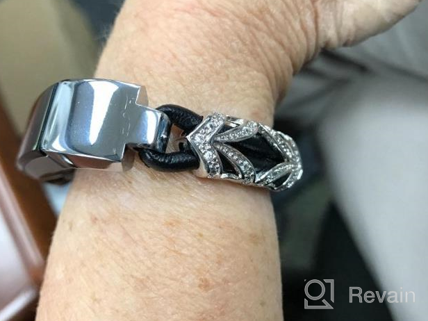 img 1 attached to Stylish Leather Bands For Fitbit Alta And Alta HR, With Metal Clasp And Rhinestone Bling – Silver With Rhinestone, 5.5" - 6.7" By Bayite review by Oren Perry