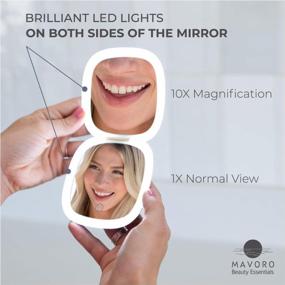 img 1 attached to Mavoro LED Lighted Travel Makeup Mirror, Rechargeable, 1X/10X Magnification - Daylight LED, Pocket Or Purse Mirror, Small Travel Mirror. Folding Portable Mirror, Touch Sensor, USB (Champagne Gold)