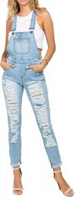 img 4 attached to Women'S Fashion Ripped Distressed Stretch Skinny Fit Denim Jumpsuit Overalls By TwiinSisters