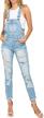 women's fashion ripped distressed stretch skinny fit denim jumpsuit overalls by twiinsisters logo