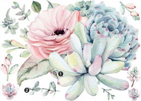 img 1 attached to Watercolor Succulent Flower Decal: RoomMates Peel & Stick Wall Art For Amazing Walls!