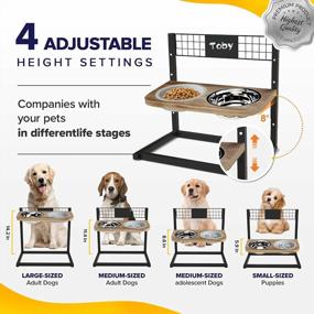 img 3 attached to Raised Pet Bowl Stand Feeder With Stainless Steel Dog Food Water Bowls & Spill Proof Mat, 8° Tilted Slow Feeder Elevated Dog Bowls - 4 Adjustable Heights For Large Medium And Small Cats And Dogs
