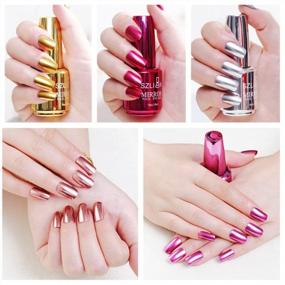 img 2 attached to Get A Glamorous Look With Topyuan'S 18Ml Metallic Mirror Silver Nail Polish Set