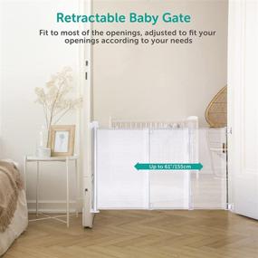 img 3 attached to 🚪 ALOBEby Retractable Baby Gate, Pet Gate, Extra Wide Baby Dog Gate for Doorways - Extends up to 60 Inches - KMS-WL01 (24-48 Inches)