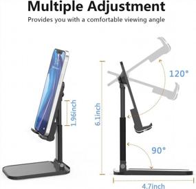 img 2 attached to Adjustable Cell Phone Stand For Desk - Foldable & Anti-Slip Holder With Adjustable Angle & Height - Compatible With IPhone, IPad, Tablets - Black