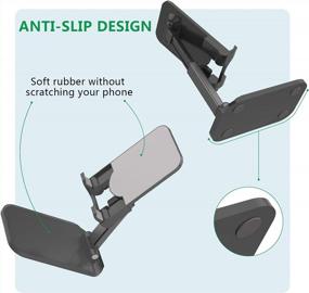img 1 attached to Adjustable Cell Phone Stand For Desk - Foldable & Anti-Slip Holder With Adjustable Angle & Height - Compatible With IPhone, IPad, Tablets - Black
