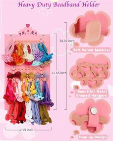 img 1 attached to 🎀 Girls Double-Sided Hair Bows Holder and Headband Accessory Organizer - LVLAMMAL 3-Layer Crown Clip Storage with Heart-Shape Velvet Hanging for Door, Closet or Wall - Perfect Baby Shower and Birthday Gift in Pink