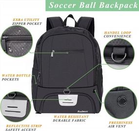 img 1 attached to Сумка-рюкзак для футбольного мяча для баскетбола, волейбола с кроссовками и отделением для мяча, рукавом для ноутбука для путешествий, школьной команды