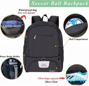 img 2 attached to Сумка-рюкзак для футбольного мяча для баскетбола, волейбола с кроссовками и отделением для мяча, рукавом для ноутбука для путешествий, школьной команды