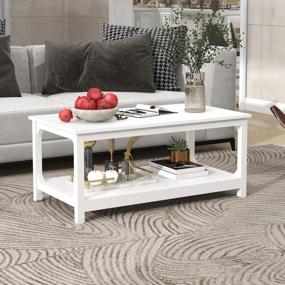 img 2 attached to Modern White Coffee Table With Storage For Stylish Living Room Décor