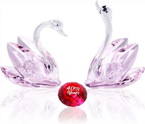 img 4 attached to 40Th Anniversary Keepsake For Couples: YWHL Handmade Pink Crystal Swan With Ruby Figurine