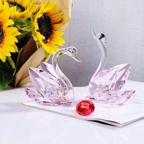 img 3 attached to 40Th Anniversary Keepsake For Couples: YWHL Handmade Pink Crystal Swan With Ruby Figurine