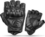 rockbros leather motorcycle fingerless breathable logo