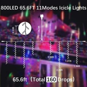 img 1 attached to Quntis 65.6FT 800LED Icicle Christmas Lights With 160 Drops, 11 Modes & Remote Control - Outdoor Waterproof Curtain Lights For Xmas Party Decorations And Holiday Displays