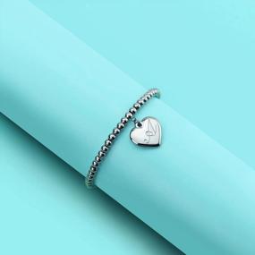 img 1 attached to Valentine'S Day Gift For Girls: Monily Initial Heart Bracelet With 26 Letters A To Z In Stainless Steel