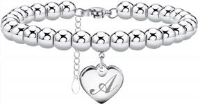 img 4 attached to Valentine'S Day Gift For Girls: Monily Initial Heart Bracelet With 26 Letters A To Z In Stainless Steel