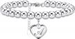 valentine's day gift for girls: monily initial heart bracelet with 26 letters a to z in stainless steel logo