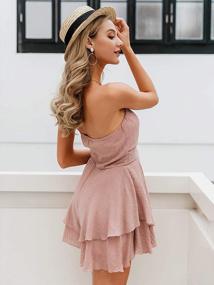 img 2 attached to Women'S Strapless Chiffon Ruffle Shorts Jumpsuit Sexy Beach Romper Rose 8