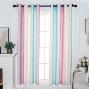 img 4 attached to Fancy Fiber House Multicolor Curtains with Grommet Darkening, Linen Look Pink and White Gradient Curtain for Living and Dining Room, Decorative Ombre Drapes for Girls and Boys Kids Bedroom, 52Wx95L Inch, Set of 2 Panels