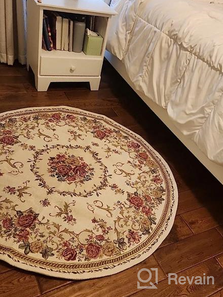 img 1 attached to Ukeler Rustic Floral Rose Area Rugs Vintage Traditional Round Accent Floor Rugs 100% Machine Washable Shabby Country Style Carpet For Bedroom, 4'X4' review by Mitch Emmel