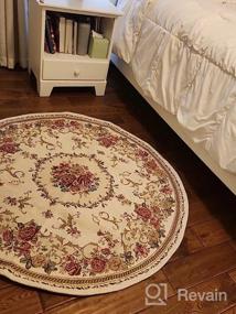 img 6 attached to Ukeler Rustic Floral Rose Area Rugs Vintage Traditional Round Accent Floor Rugs 100% Machine Washable Shabby Country Style Carpet For Bedroom, 4'X4'
